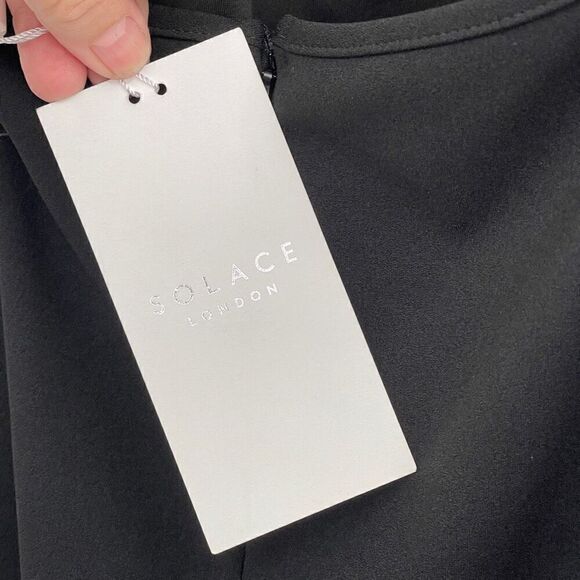 NWT Solace London Black Open Criss Cross Back Bacall Knee Length Dress Size 6 - Picture 9 of 13